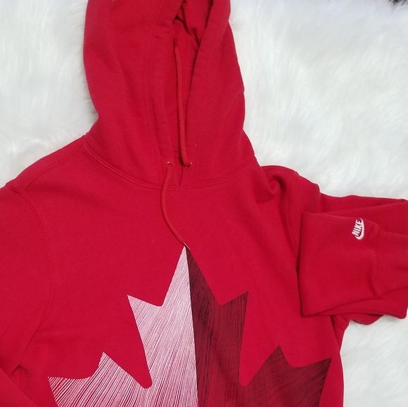 Red Nike Hoodie with Leaf Design Medium - Picture 2 of 5